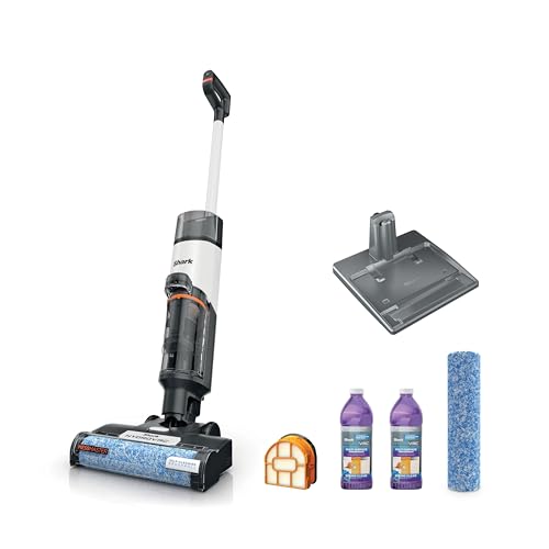 Shark Wet & Dry Vacuum Cleaner Universal Cordless Vacuum Cleaner for Hard Floors, HydroVac MessMaster, 3 in 1 Self-Cleaning System, High Suction Power with 2 Brush Rollers and 2 Solutions
