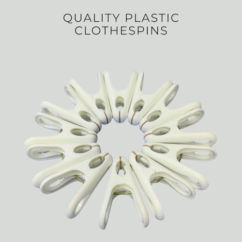 12pcs Laundry Drying Clothespins, Strong Finger Clips for Skirts, Pants, Clothes Pins for Air Drying, Clothes Peg Clips for Outdoor Drying Clothes, Plastic Clips Non Slip Rubber Mouth Grip Clothesline