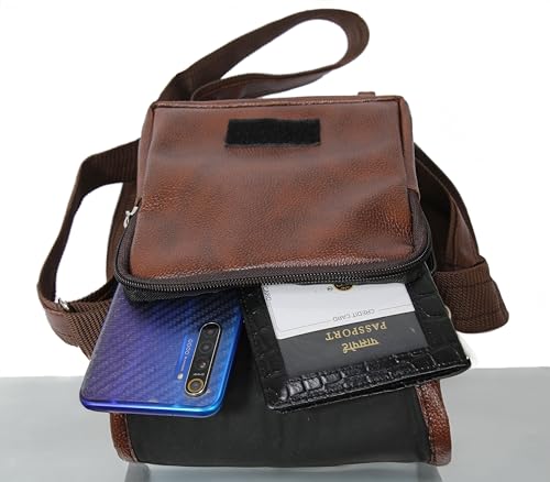RC Rexcuir Mens Sling Bag,Shoulder Bag,Crossbody,Chest Bag, Compartment for iPad,Suitable for College,Outdoor Travels and Business Daily Use(Brown)