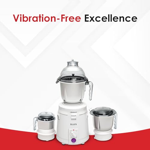 Sujata Dynamix, Mixer Grinder, 900 Watts, 3 Jars (White)