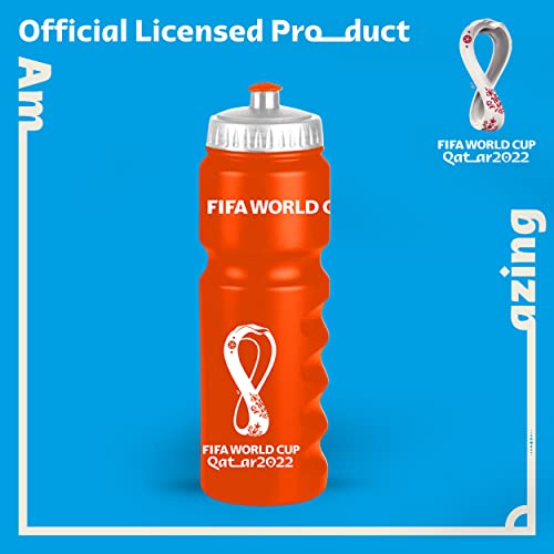 FIFA World Cup Qatar 2022 Graphic Printed Hdpe Sports Water Bottle 750ml Orange, RT5008014