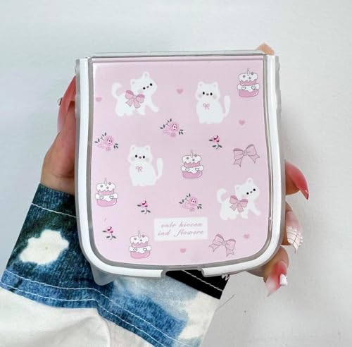 Cat Ears Case for Galaxy Z Flip 6, Azonee Kawaii Cute Cartoon TPU Cover, Soft & Creative Kitty Design, Pink Girly Fun Case for Girl