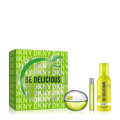 DKNY Donna Karan Be Delicious for Women - 3 Pc Gift Set 3.4oz EDP Spray, 0.5oz EDP Splash, 5.1oz Shower Mousse
