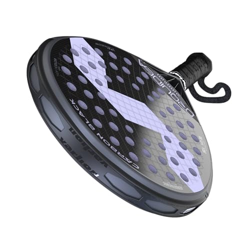 Varlion Padel Racket LW Summum Carbon Black Orquidea, Round Shape for Intermediate Professional Control with Carbon-Fiberglass Face & Medium EVA Core