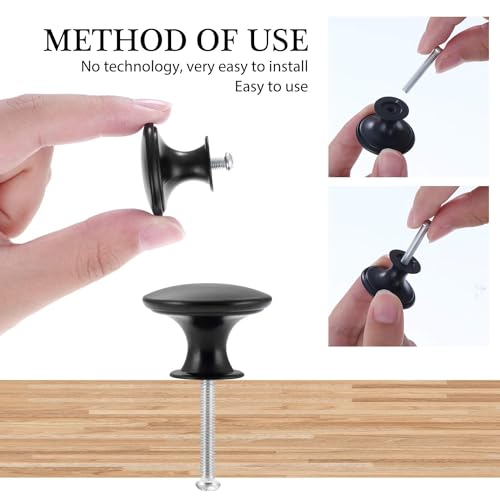 X spring Cabinet Drawer Knobs, 12 Pack Kitchen Cabinet Knobs for Wardrobe, Cupboard, Cabinet Knob with 12 Pieces Screws, Hardware Round Drawer Knobs for Bathroom Furniture Door Window (Black)