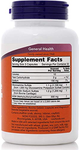 Now Foods Glucosamine And Chondroitin With Msm, 90 Capsules, 200 Grams