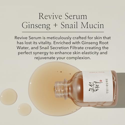 Beauty of Joseon Revive Serum Snail Mucin Ginseng Hydrating Repairing Peptide Facial Moisturizer, Dark Spot Acne Scar Dull Skin Fine Lines, Korean Skin Care for Men and Women, 30ml