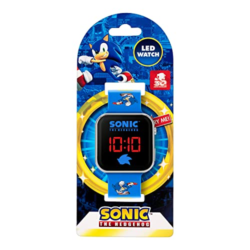 Sega Sonic the Hedgehog Blue LED Watch with Printed Silicone Strap SNC4137 - One Size