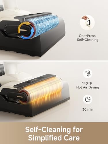 Mova K30 Mix Wet Dry Vacuum Cleaners, 4-in-1 Cordless Vacuum for Multi-Surface, 180° Lie-Flat Reach, 30min Hot Air Drying, 0mm Dual Edge, One-Press Self, 18kPa Suction for Hard Floors Pet Hair