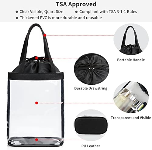 onemoky Travel Toiletry Bag, Clear Makeup Bag for Women, TSA Approved Toiletry Bag, Waterproof Clear Bag Cosmetic Pouch, Transparent Makeup Organizer, Carry on Airport Airline Compliant, Beige