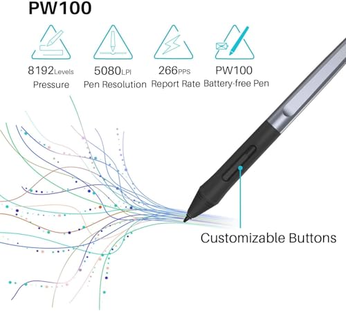 HUION HS64 Graphics Drawing Tablet Battery-Free Stylus Android Windows macOS with 6.3 x 4 in Working Area Pen Tablet for Linux, Mac, Windows PC and Android