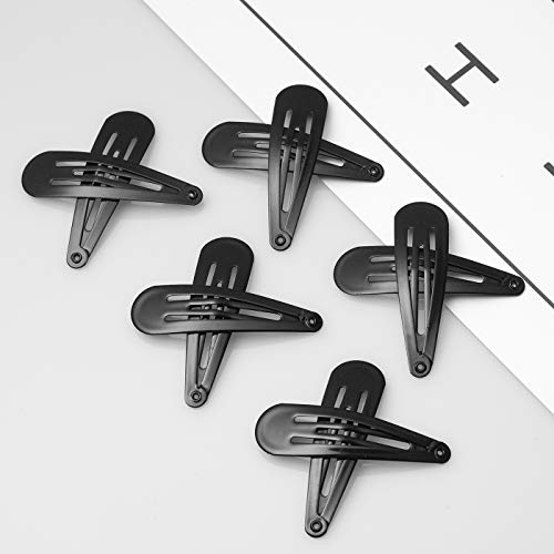 SWSTINLING 50 Pack Black 2 Inch Barrettes Metal Snap Hair Clips Accessories for Women