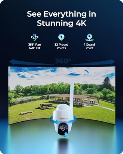 REOLINK 4K Cellular Security Camera, 3G/4G LTE No WiFi Wireless Outdoor Camera, 4K Live Video, 360° Full Cover, Color Night Vision, Smart Person/Vehicle/Pet Detection, GO PT Ultra