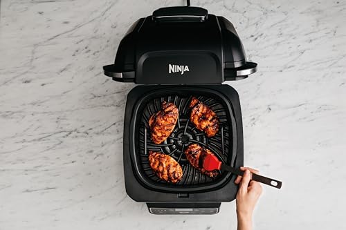Ninja Foodi Ag 301 5 In 1 Indoor Electric Countertop Grill With 4 Quart Air Fryer, Roast, Bake, Dehydrate, And Cyclonic Grilling Technology, 1760 Watts, Silver, Nutri Ninja