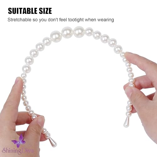 Shining Diva Fashion 4 Pcs Headbands Stylish Pearl Hairbands Hair Accessories Hair Bands for Women Girls (14967hb)