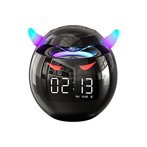 MAKINGTEC Wireless Bluetooth Speaker, Led Flash Portable Outdoor Bedside Kids Room Alarm Clock Subwoofer Music Tf Player with Microphone Hands-Free Call (Black)