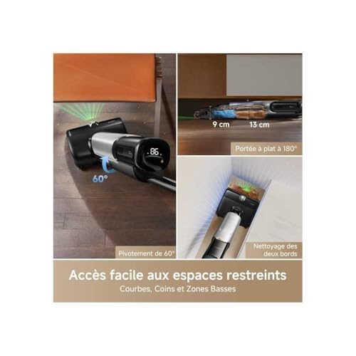 Mova X4 Pro Wet Dry Vacuum Cleaner, Mopping with Hot Water, Tangle-Free, 100°C Self-Cleaning, 20 kPa Suction Power, Push-In Station, Dual Edge LED Brush Head, Smart Suction Control