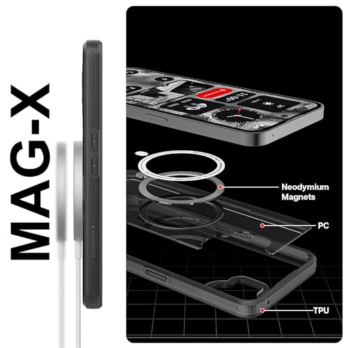 KAPAVER Mag-X Back Cover Case Compatible with Nothing Phone 2 (TPU+PC) (Smoke Black)