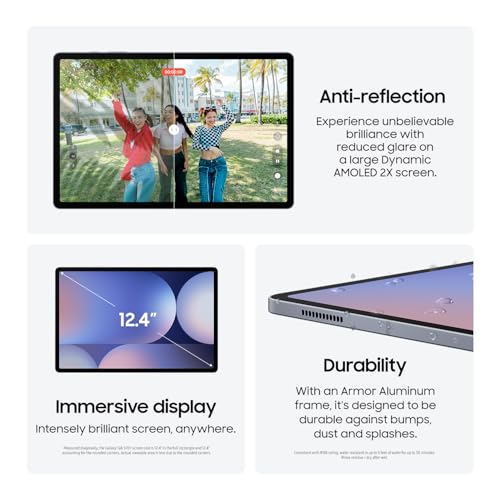 SAMSUNG Galaxy Tab S10 Plus 12.4�?� 512GB, Android Tablet, Circle to Search, Sketch to Image, Durability, Long Battery Life, AMOLED 2X Screen, S Pen Included, US Version, 2024, Platinum Silver