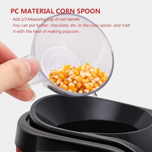 ECVV 1200W Electric Hot Air Popcorn Popper Maker for Home, No Oil Needed Healthy Snack for Kids Adults, Perfect for Party Birthday Gift