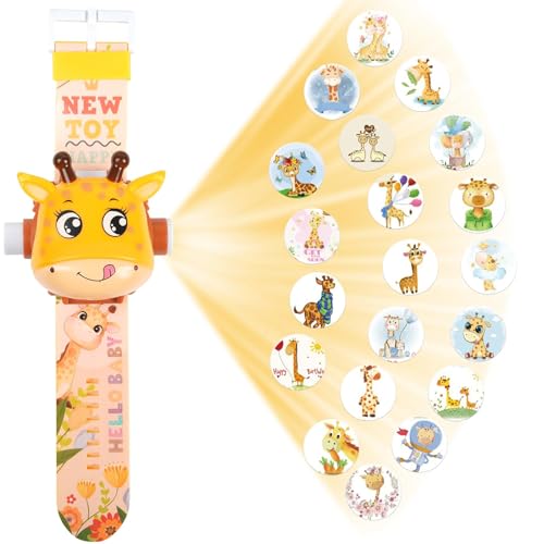 Kids Projection Watch – Adjustable Digital Projection Watch with 24 Animal Patterns, Flamshell Design, Time & Date Display, Fun Toy for Boys & Girls