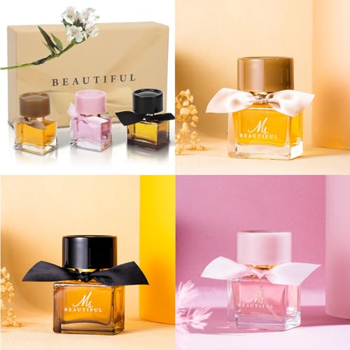 Ladies Perfume Set Eau De Parfum, Luxury Perfume Gift Set for Women, 3x30ml Long-Lasting Perfume Set for Her Birthday, Fresh Floral Fragrance Perfumes Box Gift Set for Girlfriend, Dating, Anniversary