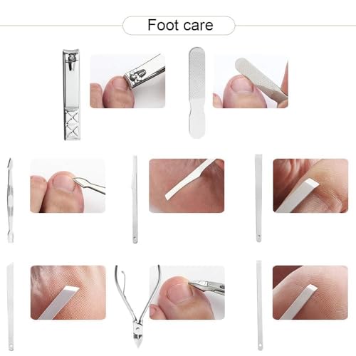 Nail Clippers and Beauty Tool Portable Set, 21Pcs Stainless Steel Manicure Kit Professional Nail Clippers Kit Pedicure Care Tools Grooming Tools with PU Leather Case for Men Women Travel&Home (Brown)