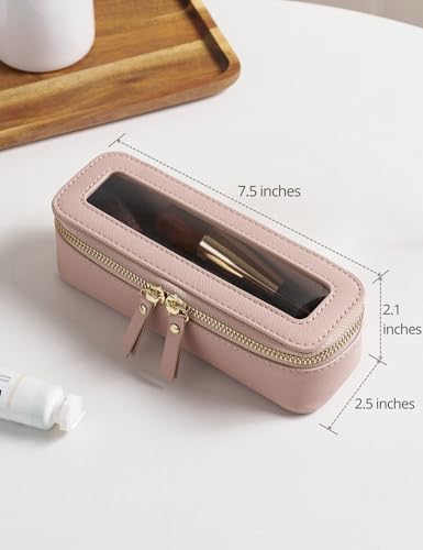 Small Cosmetic Bag for Purse Mini Makeup Bag for School Cute Clear Make Up Pouch for Travel Tiny Leather White Make Up Organizer Case for Backpack Toiletry Bag Waterproof Square Pouch with Zipper