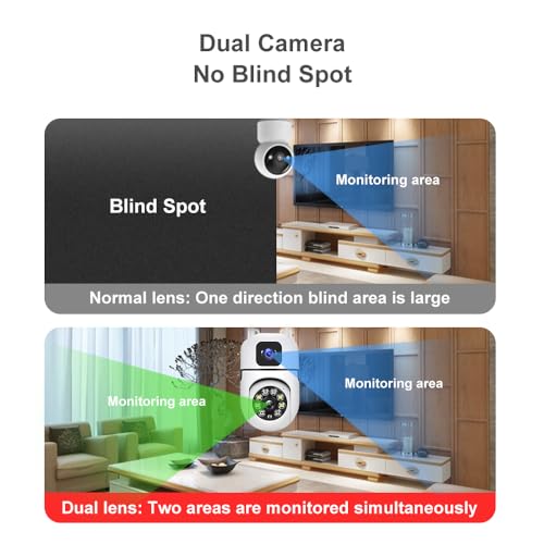 RUBO Safe Live CameraDual-Lens Indoor Camera, 2MP 360° Dual Lens Smart Security Camera, WiFi Wireless Indoor Security CameraMotion Tracking, Dual-Screen Display/Audio, Phone Alerts