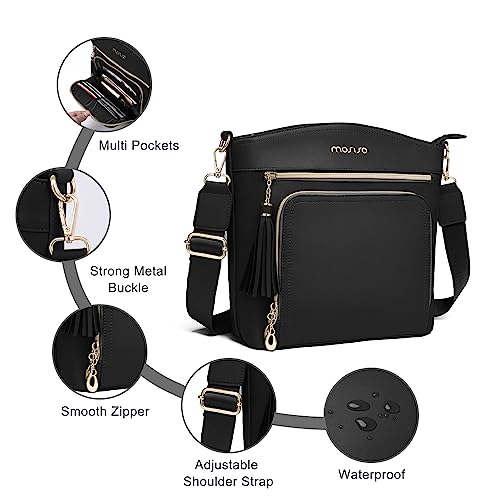 MOSISO Crossbody Bag, Purses for Women Crossbody Bag, Multi Pockets Handbag Shoulder Bag with Card Holder Wallet & Tassel