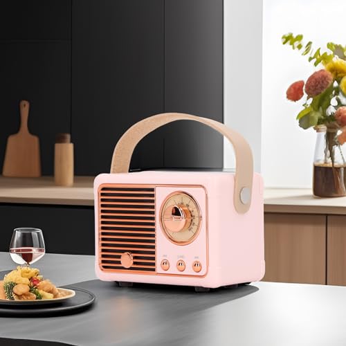 Bewinner Retro Bluetooth Speaker for Decor, Compact Radio Program Bluetooth Speaker, Wireless Mini Bass, Retro Portable Speaker for Desk Bedroom Party