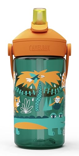 CamelBak Thrive Flip Straw Kids 14oz Water Bottle with Tritan Renew – Easy Carry - Straw Top, Jungle Animals