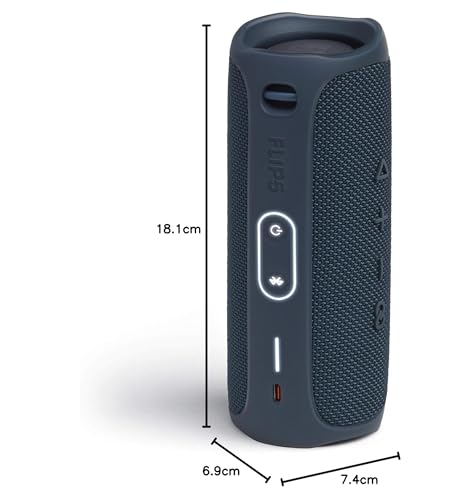 JBL Flip 5 Portable Waterproof Bluetooth Speaker with 12 Hours of Battery, Powerful Sound and Booming Bass, Lightweight, Stand Vertical or Horizontal, JBL Partyboost Compatible - Blue, JBLFLIP5BLU