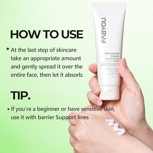 FABYOU Niacinamide Arbutin Glow Boosting Cream 80ml – Korean Skincare for Clarifying & Pore Care with 10% Niacinamide & Arbutin offering Fast Absorbing & Non-Irritating Formula