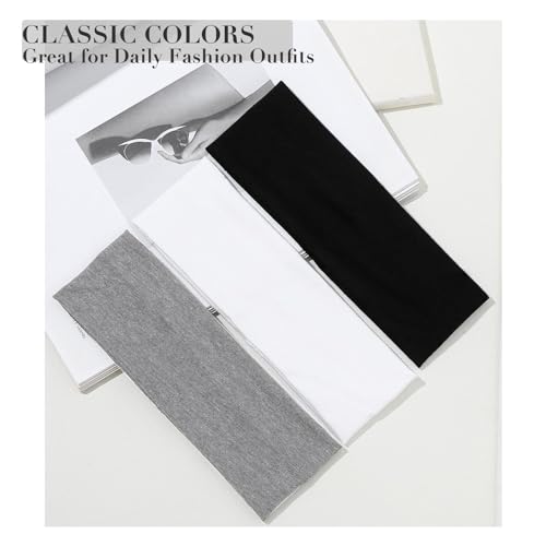 7cm Wide Black Headbands for Women Men, Yedtreg 2pack Fashion Head Bands for Women's Hair, Soft Fabric Stretchy Hair Bands for Makeup, Yoga, Running, Sports