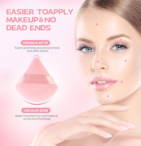 MMQ 8 Pieces Triangle Powder Puff Face Soft Triangle Makeup Puff Velour Cosmetic Foundation Blender Sponge Beauty Makeup Tools