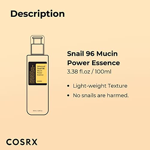 Cosrx, Advanced Snail 96 Mucin Power Essence , 3.38 Fl Oz (100 ml)