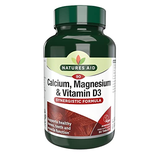 Natures Aid Calcium, Magnesium and Vitamin D3 | 60 Tablets | For the Maintenance of Normal Bones, Teeth, and Muscle Function | Suitable for Vegetarians and Vegans
