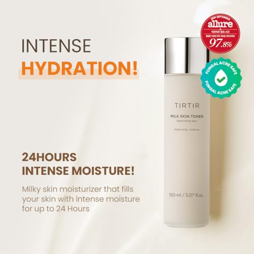 TIRTIR Milk Skin Rice Toner - Deep Moisturizing, Hydrating Toner for face, Niacinamide, Ceramide, Rice Bran Extract, Nature-Oriented Ingredients for Korean Skin Care, Vegan, 5.07 fl.oz.
