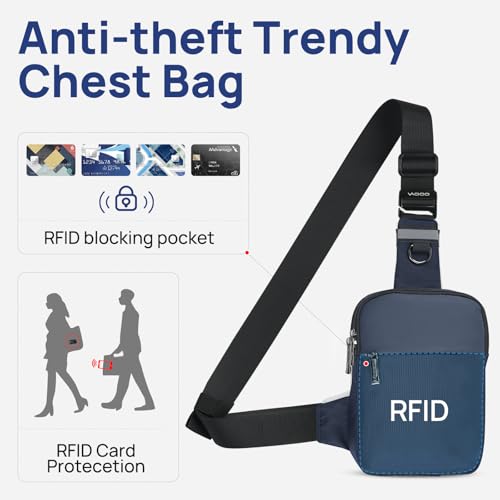 Small Sling Bag Cross Body Chest Shoulder Bag for Men Women - FRID Blocking Pocket and Adjustable Straps Crossbody Bag, Water Resistant Bum Bags for Runner Workout Hiking Cycling Travelling