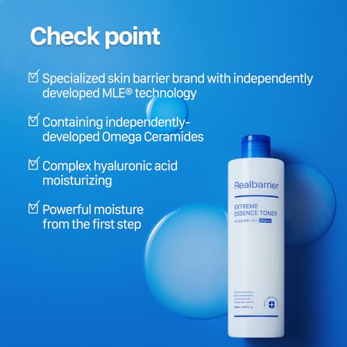 Real Barrier Extreme Essence Toner 190 ml (2-in-1: Essence + Toner) - K-Beauty Anti-Ageing Serum/Facial Toner with Hyaluronic Acid for Sensitive Skin