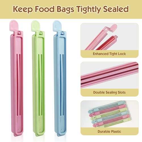 Ysimple 30 Pcs Food Bag Clips for Food Storage, 2 Sizes & 3 Colours Reusable Bag Sealing Clips, Freezer Bag Clips Fridge Sealing Storage Clips for Keeping Food Fresh, Sealing Packets(12CM, 15CM)