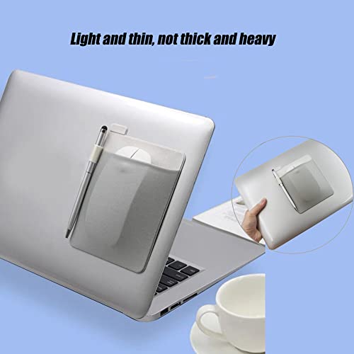 RIVEENY Pocket Pouch for Laptop with Reusable Adhesive，Pouch Holder for Computer Accessories，Self-Adhesive Mouse Headset Storage Bag for Portable External USB Cable,Apple Magic Mouse