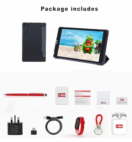 C idea Smart Tablet Android 8-Inch IPS Screen 5G LTE Single SIM WiFi,CM835 Kids Tab Zoom Supported Tablet PC with Pre-installed Tempered Glass and Flip Case Cover (Blue)