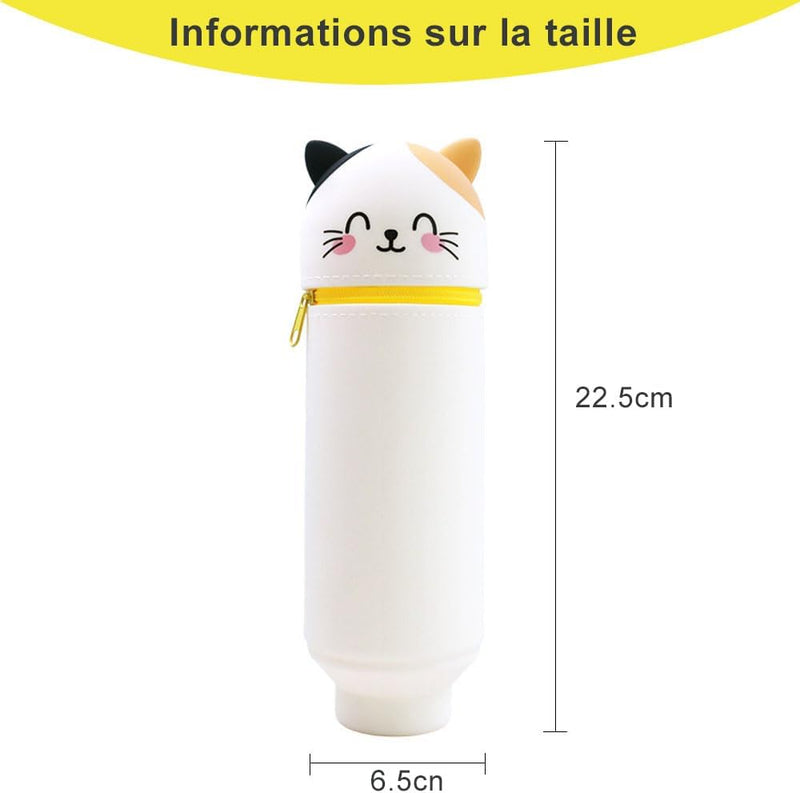 Voarge Animal Silicone Pencil Case 2 in 1 Soft Silicone Pencil Case for School Office Cat