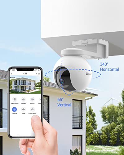 EZVIZ CB8 Security Camera, 2K Wifi Camera CCTV with Battery, Outdoor Wire-free IP Camera with Two-way Audio, Waterproof, PIR, Smart Human Motion Detection, 360° View, Work with Solar Panel & Alexa