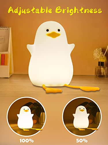 Ammonite Duck Night Light, Cute Silicone Duck Lamp, Soft Silicone Kids Nursery Night Light USB LED Touch Lamp Kids Bedroom Decor as Xmas Birthday Gifts for Boys & Girls