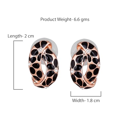 Estele 24 Kt Gold Plated Earrings With Green Coloured Flower Print For Women