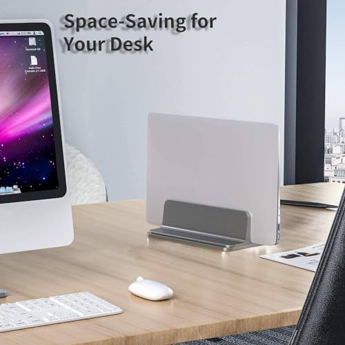 ChicAbode Vertical Laptop Stand, Desktop Aluminum Stand, with Adjustable Base Size, Laptop Computer Accessories Holder, Compatible with All Gaming Laptops, for Home and Office, Grey