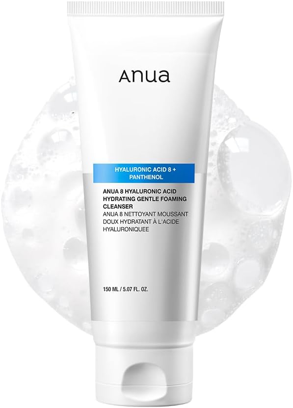 Hydrating Gentle Foaming Cleanser, Hyaluronic Acid, Glycerin, Zinc, Panthenol, Korean Face Wash for Dry Skin, for Double Cleansing, Korean Skincare (150ml/5.07fl oz.)